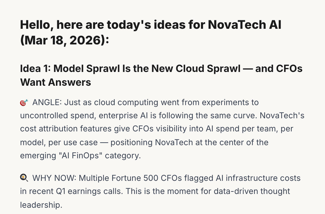 Barista daily ideas — AI-generated pitch angles delivered every morning