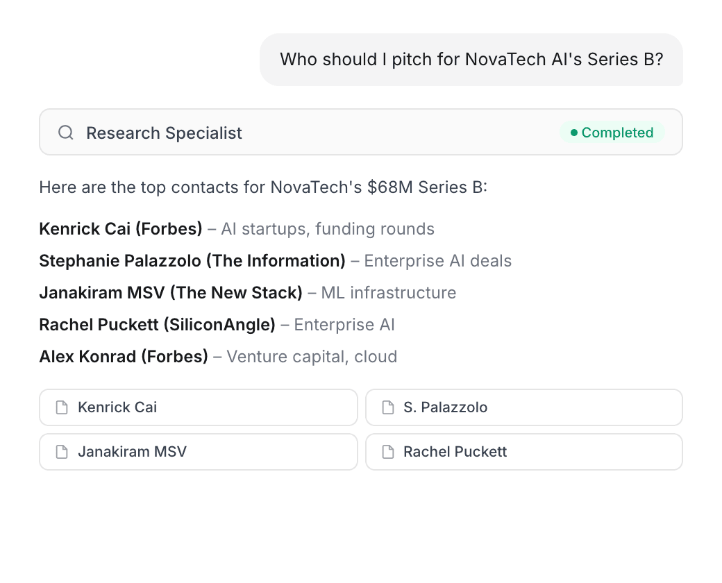 Barista media contacts research — AI-powered journalist recommendations